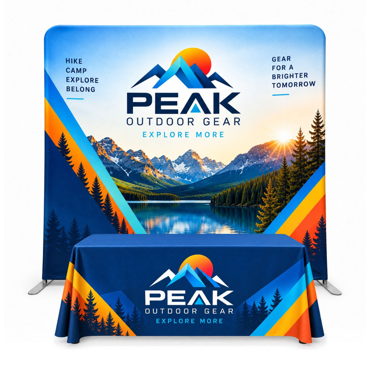 Tradeshow Booth Package Supreme, 8' EuroFit Straight Wall Display Kit and PREMIUM 6'Tablecloth