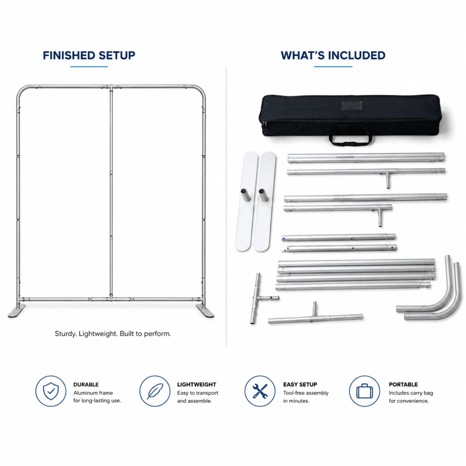 8'W x 8'H EuroFit Tension Fabric Straight Wall Display Kit,Double Sided Graphics, NO SETUP CHARGE