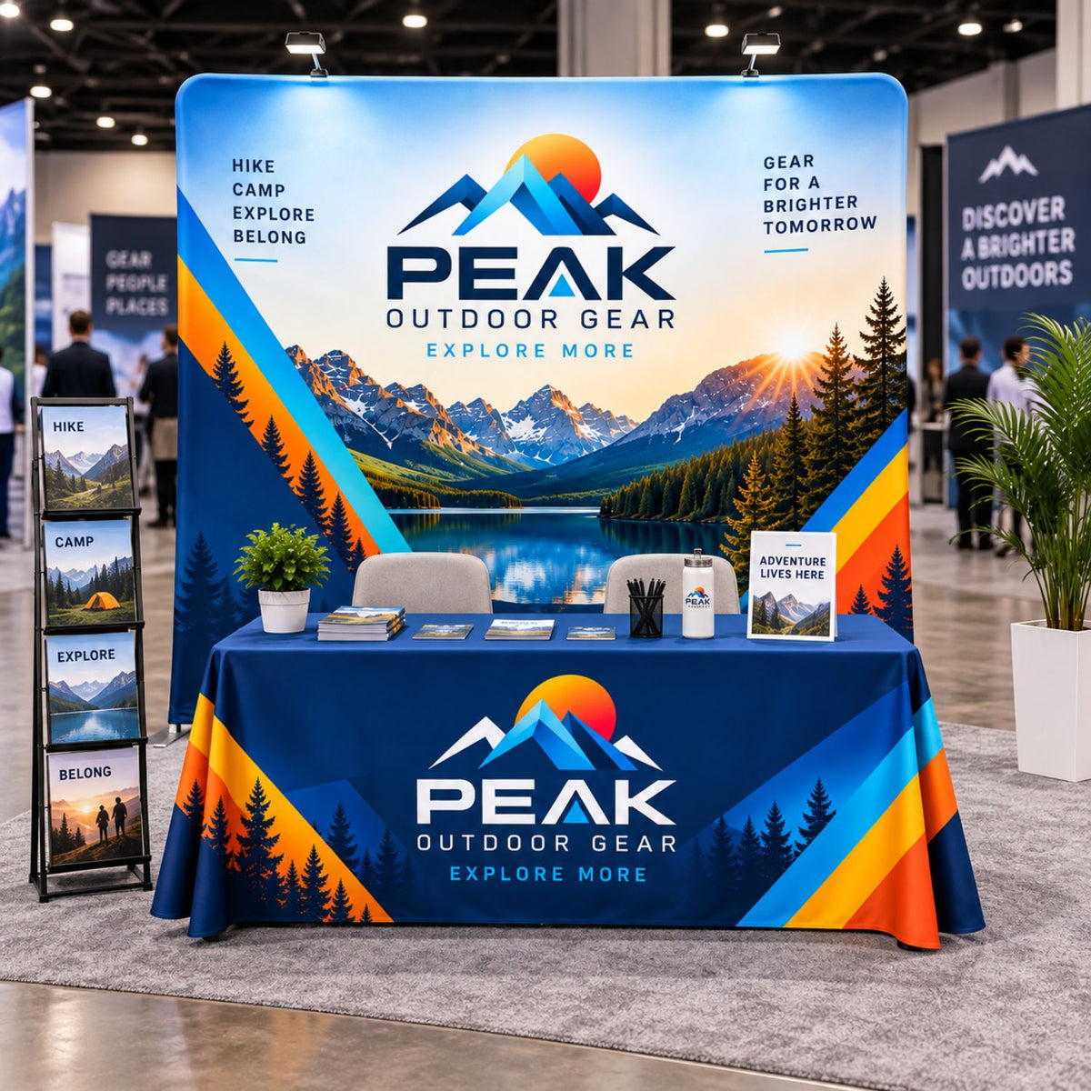 Tradeshow Booth Package Supreme, 8' EuroFit Straight Wall Display Kit and PREMIUM 6'Tablecloth