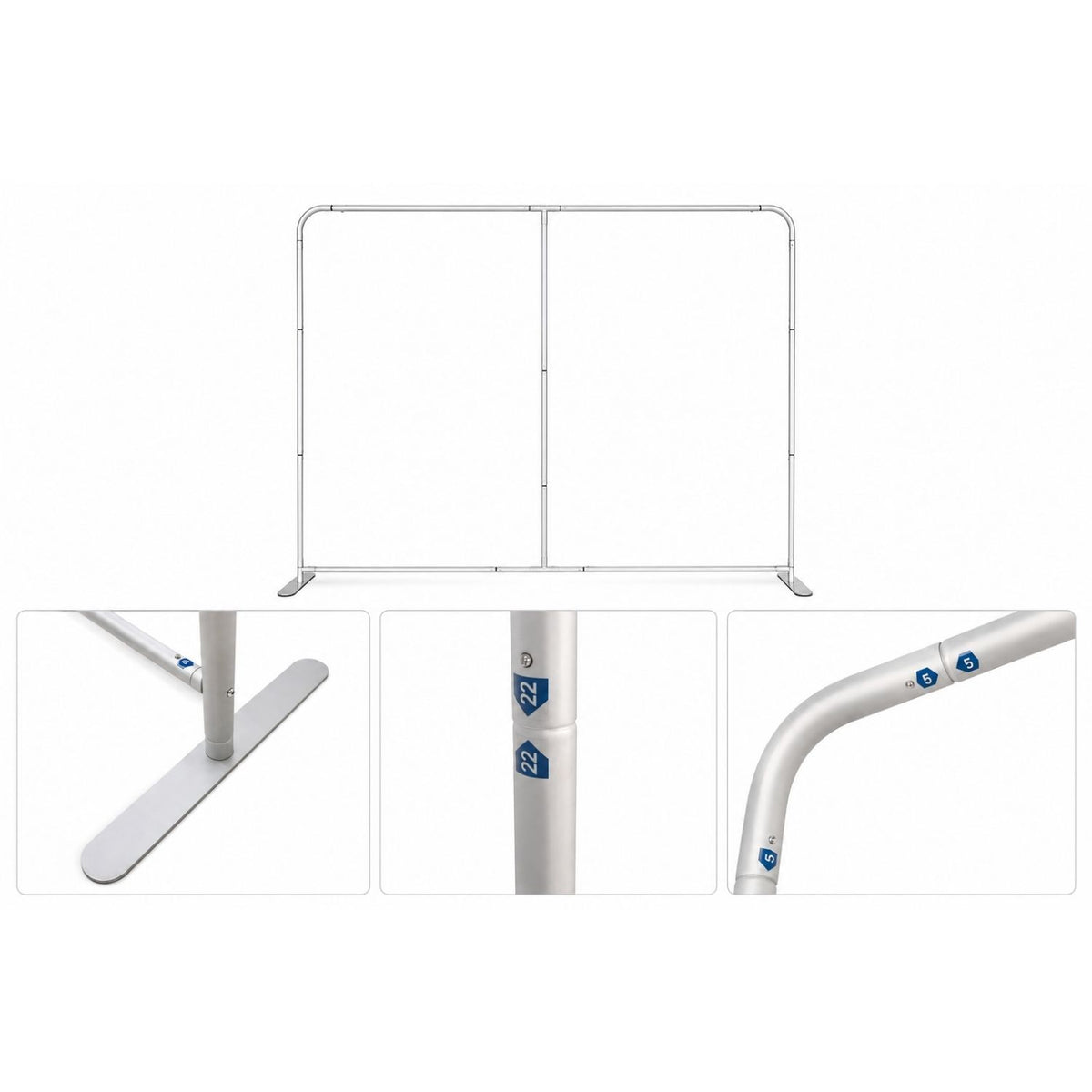 8'W x 8'H EuroFit Straight Wall Hardware Only, Frame and Carry Case. Graphics are not included