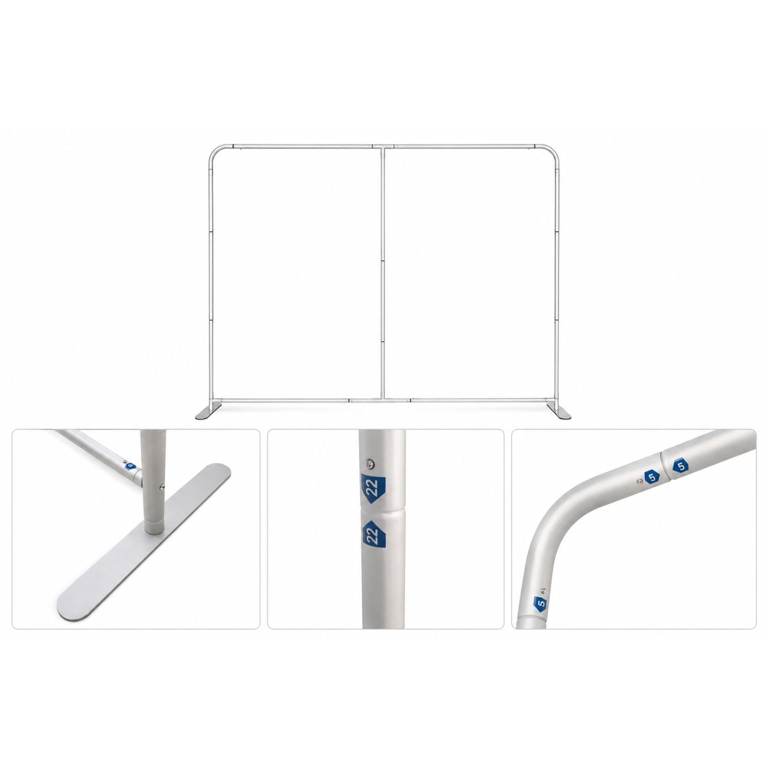 8'W x 8'H EuroFit Tension Fabric Straight Wall Kit, Double Sided Graphics, Superior Block out Fabric
