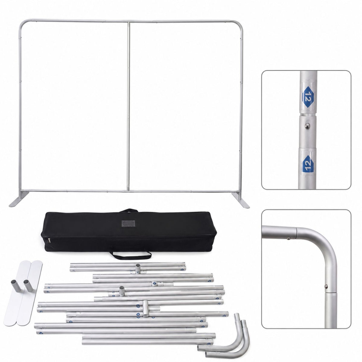10'W x 8'H EuroFit Tension Fabric Straight Wall Kit, Double Sided Graphics, Superior Blockout Fabric