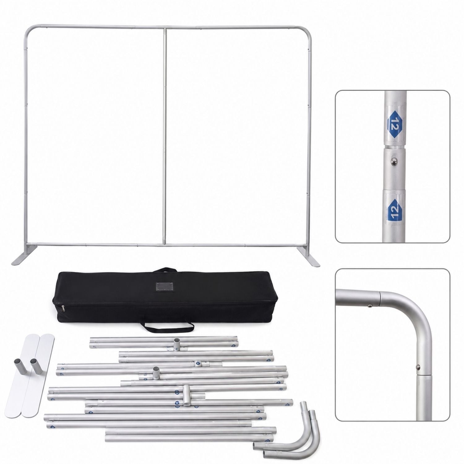 10'W x 8'H EuroFit Straight Wall Hardware Only, Frame and Carry Case. Graphics are not included