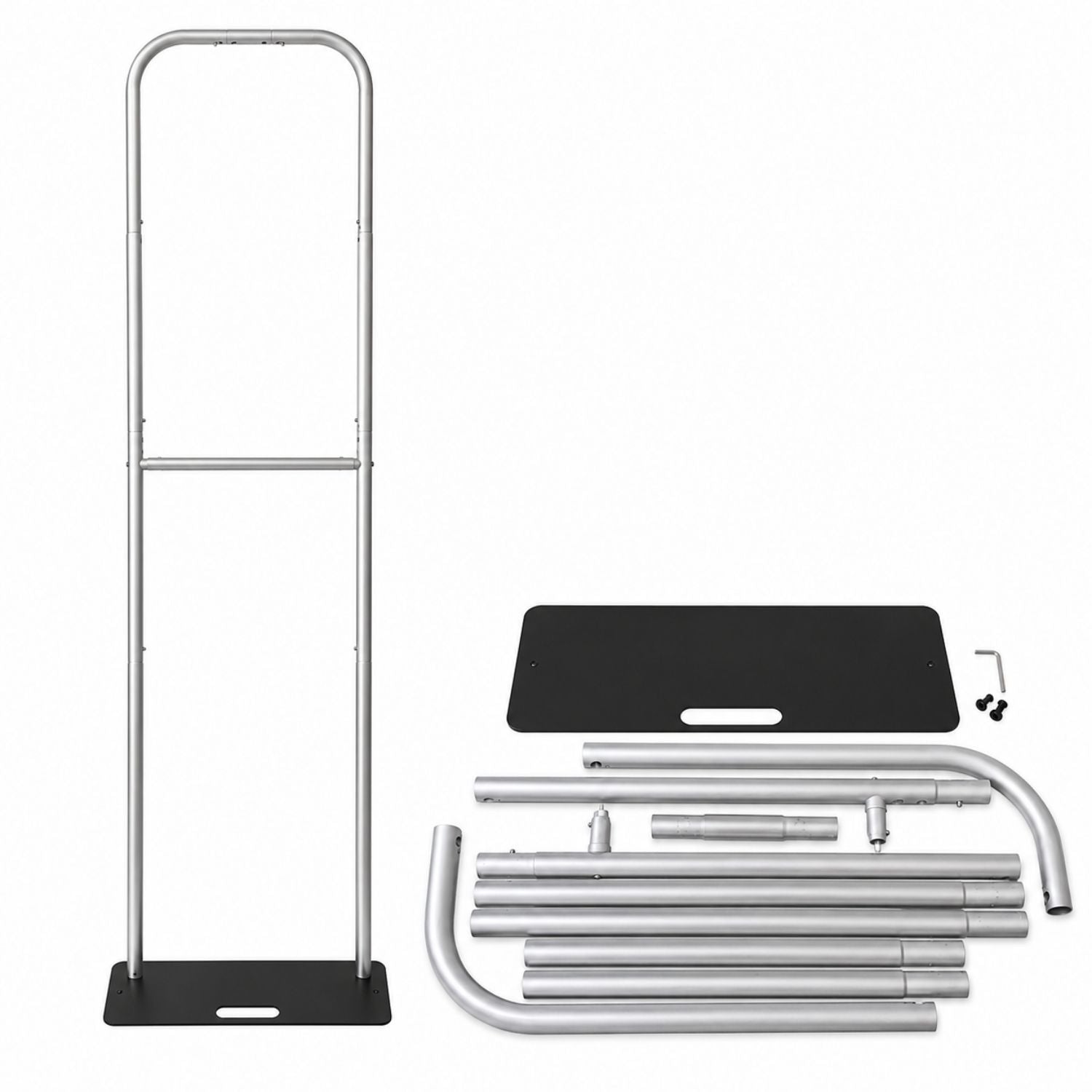 2'W x 90"H EuroFit Banner Hardware Only, Frame with Steel Base and Carry Case. Graphics not included