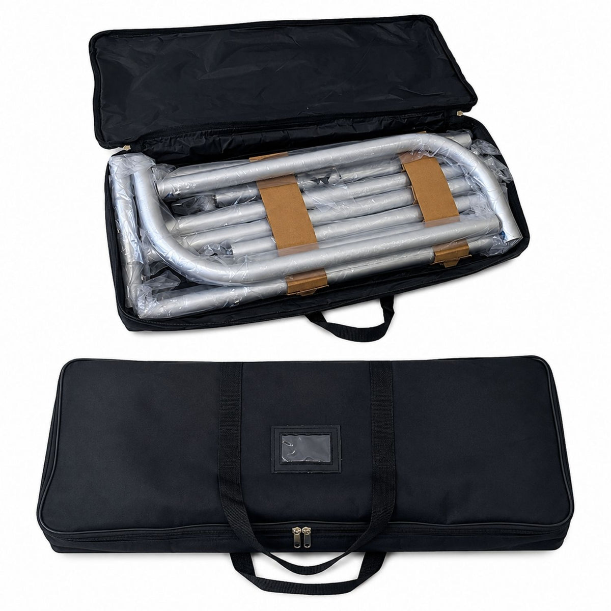 2'W x 90"H EuroFit Banner Hardware Only, Frame with Steel Base and Carry Case. Graphics not included