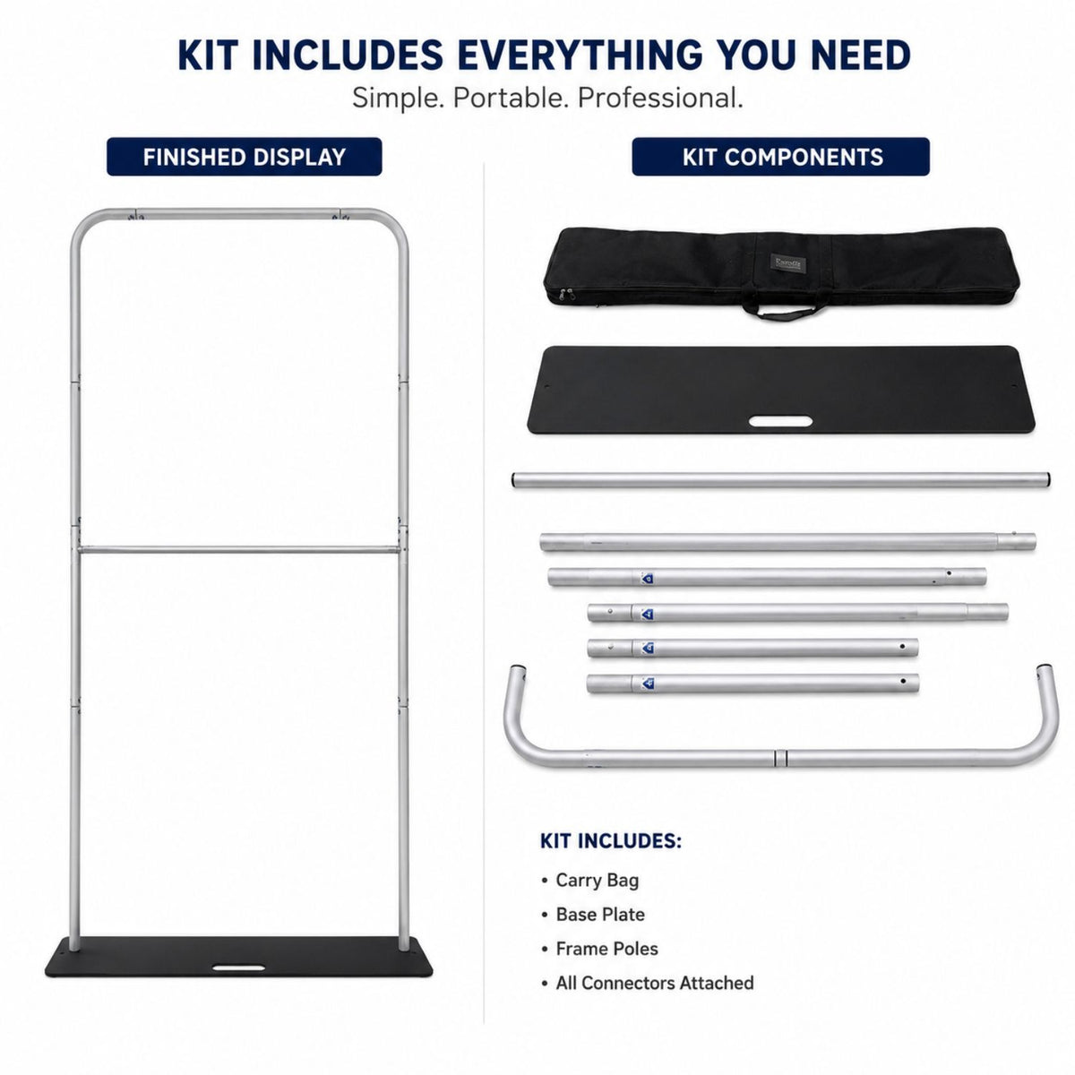 4'W x 90"H EuroFit Tension Fabric Banner with Steel Base, Graphics Double Sided, NO SETUP CHARGE