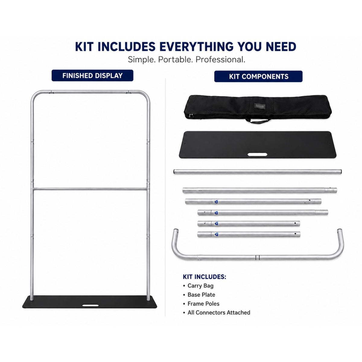 5'W x 90"H EuroFit Tension Fabric Banner with Steel Base, Graphics Double Sided, NO SETUP CHARGE