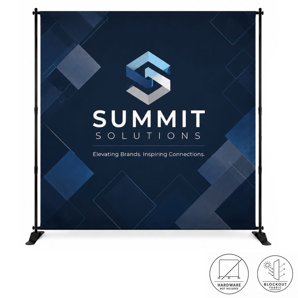 Replacement Graphics Single sided 8'w x 8'h, pole pocket top and bottom, Superior Block Out Fabric