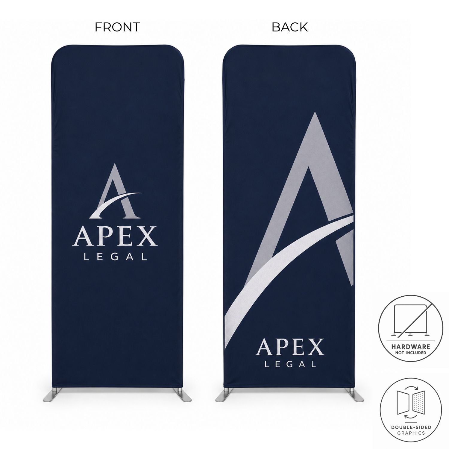 Replacement Graphics Double Sided 3'W x 96"H EuroFit Tension Fabric Slip on Cover, NO SETUP CHARGE