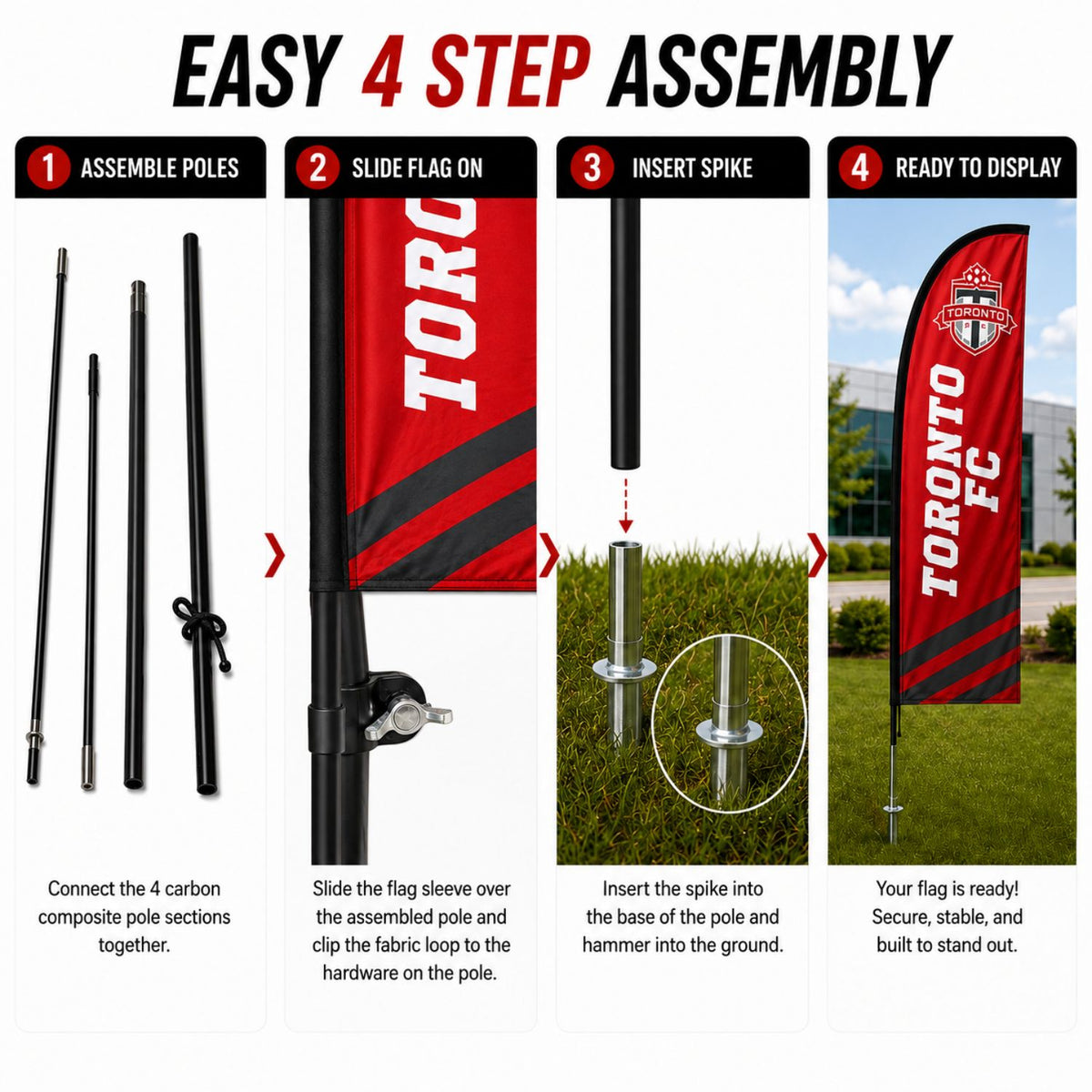 7.5' X-Small Tear Drop Flag Kit, Full Color Graphics 2 Sided, Outdoor Spike base, Indoor Cross Base