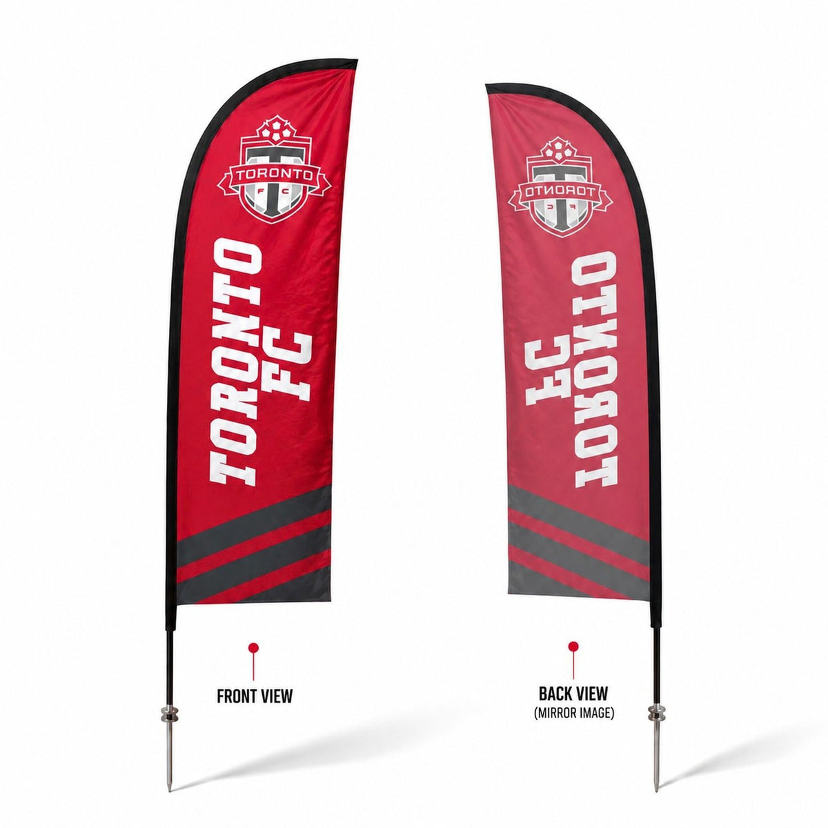 8.5' X-Small Feather Flag Kit, Full Color Graphics Single Sided, Outdoor Spike base and Bag Included
