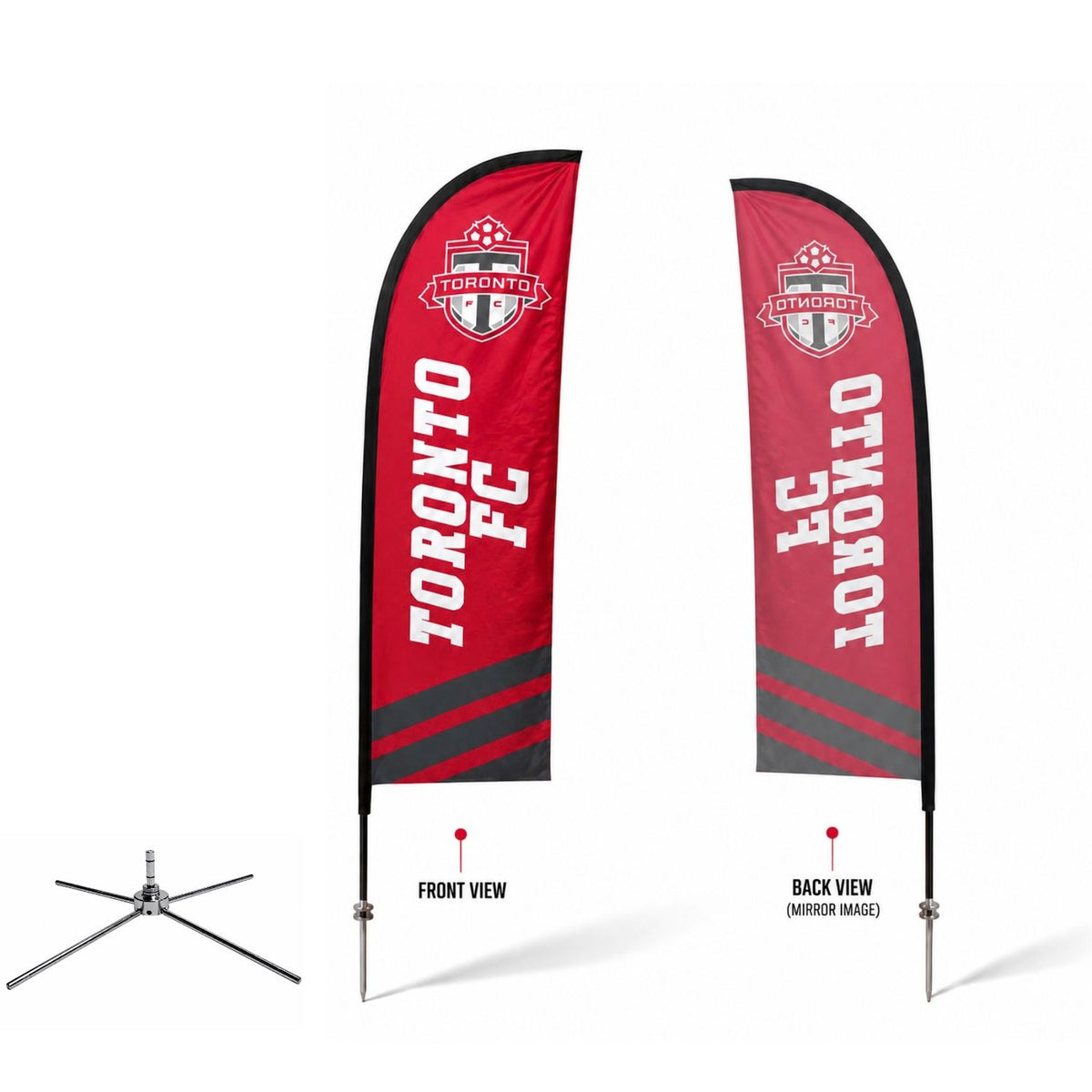 8.5' X-Small Feather Flag Kit, Full Color Graphics Single Sided, Outdoor Spike base, Indoor Cross Base