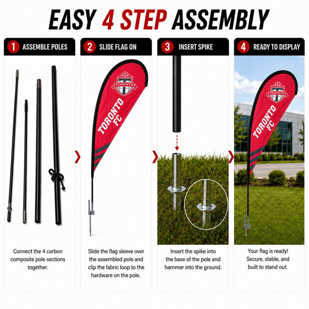7.5' X-Small Tear Drop Flag Kit, Full Color Graphics Double Sided, Outdoor Spike base & Bag Included