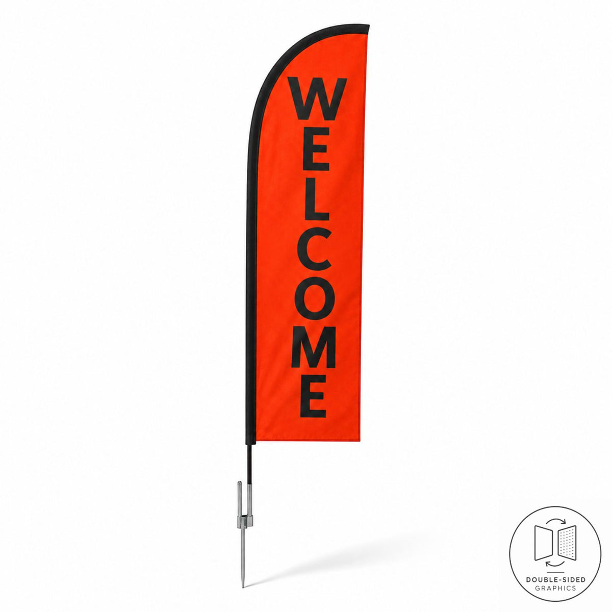 10' Small Feather Flag Kit, Full Color Graphics Double Sided, Outdoor Spike base and Bag Included