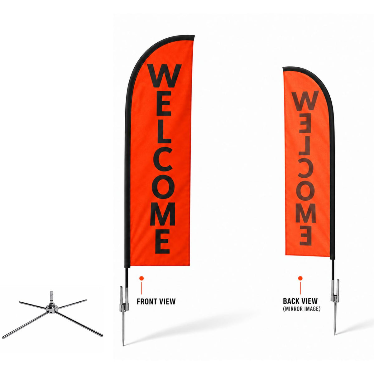 SU750-20 10' Small Feather Flag Kit, Full Color Graphics Single Sided, Outdoor & Indoor base