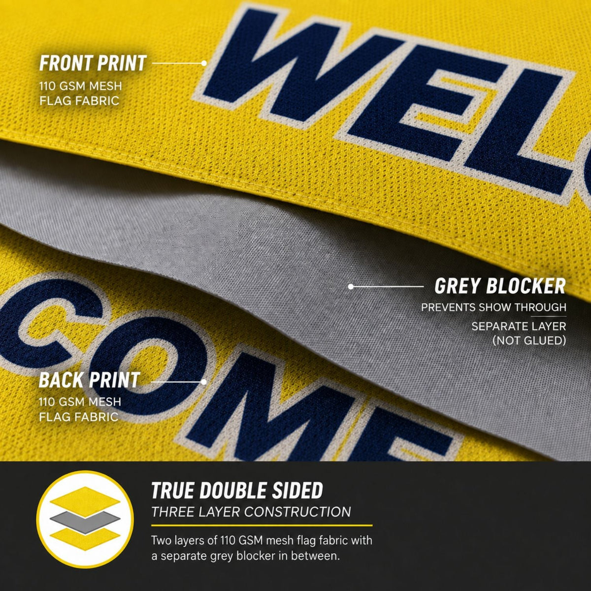 13' Medium Feather Flag Kit, Full Color Graphics Double Sided, Outdoor Spike base and Bag Included