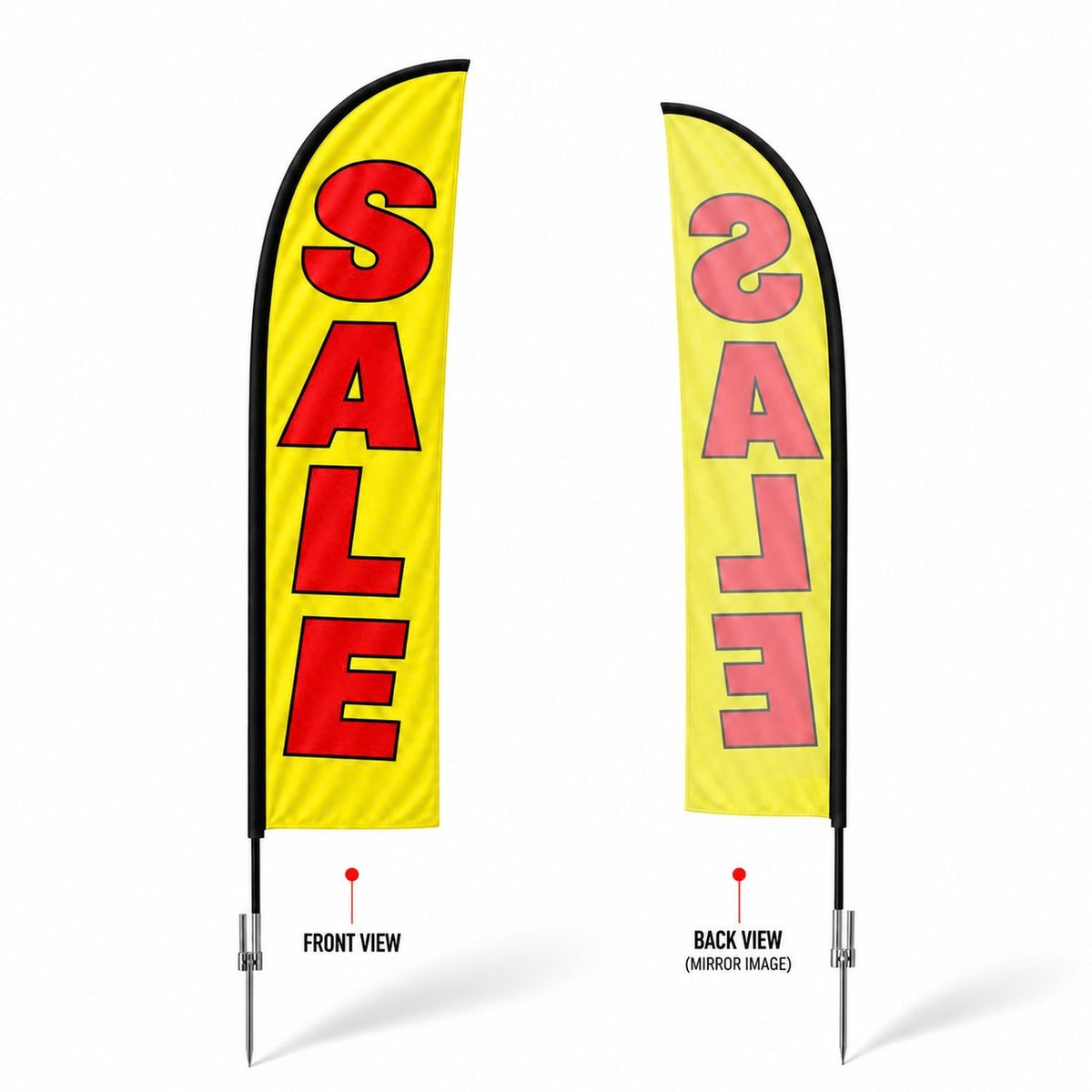 15' Large Feather Flag Kit, Full Color Graphics Single Sided, Outdoor Spike base and Bag Included