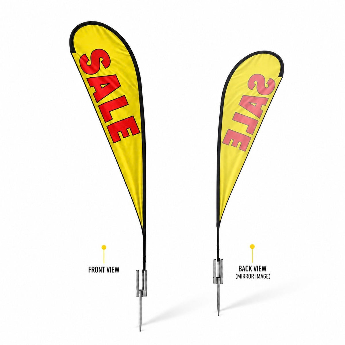 13.5' Large Tear Drop Flag Kit, Full Color Graphics Single Sided, Outdoor Spike base and Bag Included