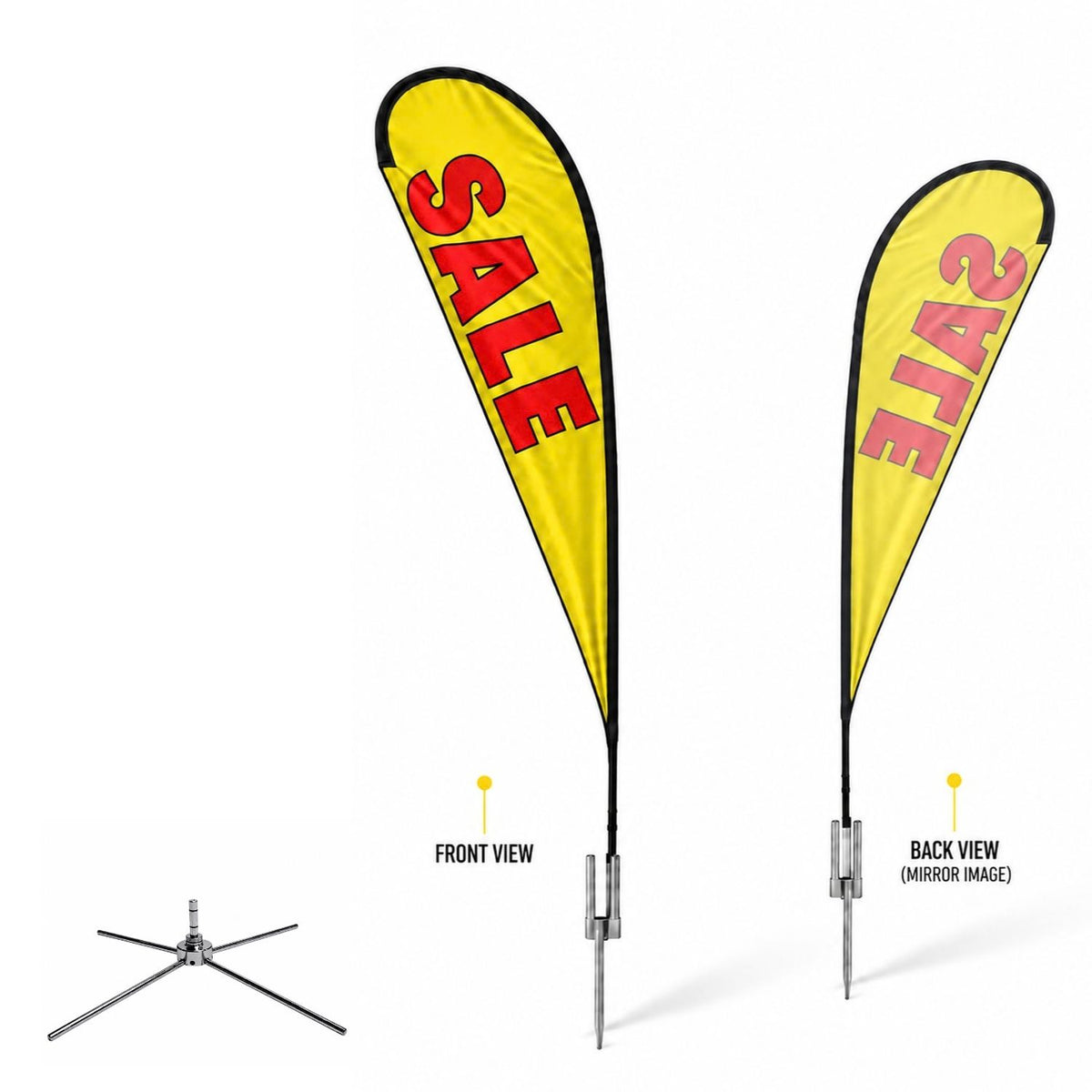SU752-23 13.5' Large Tear Drop Flag Kit, Full Color Graphics Single Sided, Outdoor Spike base, Indoor use