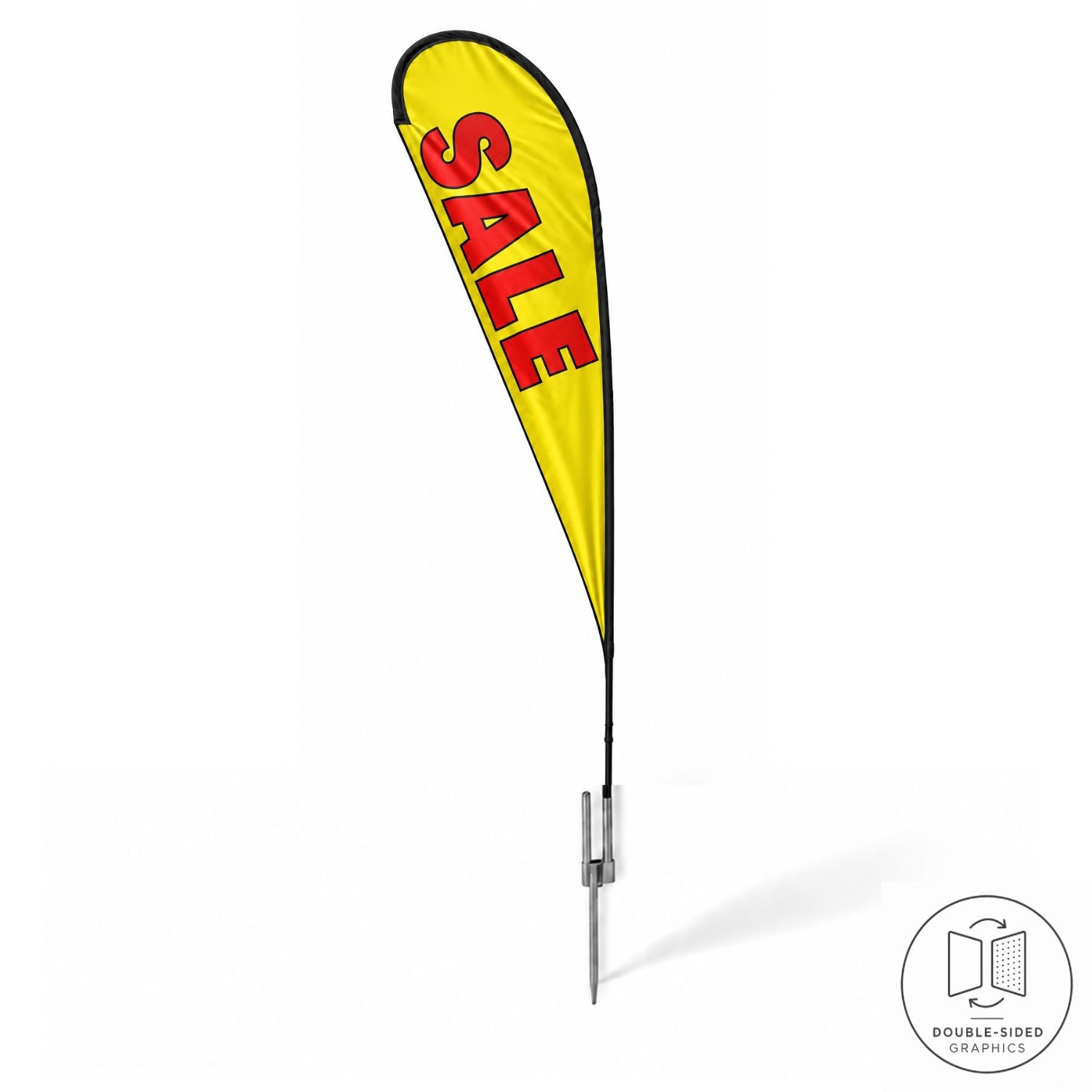 13.5' Large Tear Drop Flag Kit, Full Color Graphics Double Side, Outdoor Spike base and Bag Included