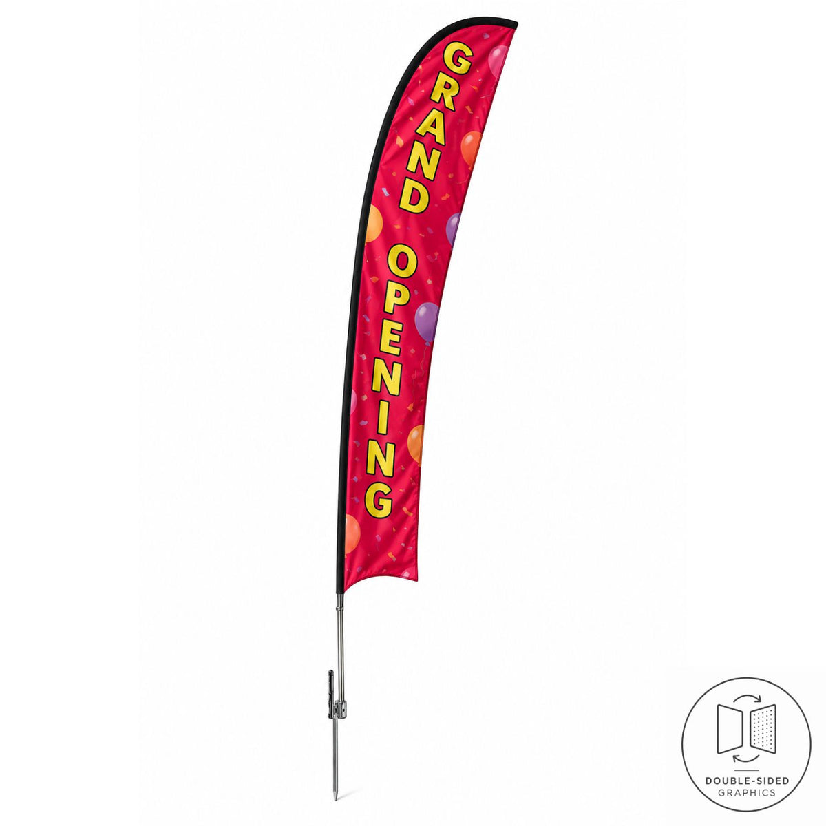 19' X-Large Feather Flag Kit, Full Color Graphics Double Sided, Outdoor Spike base and Bag Included