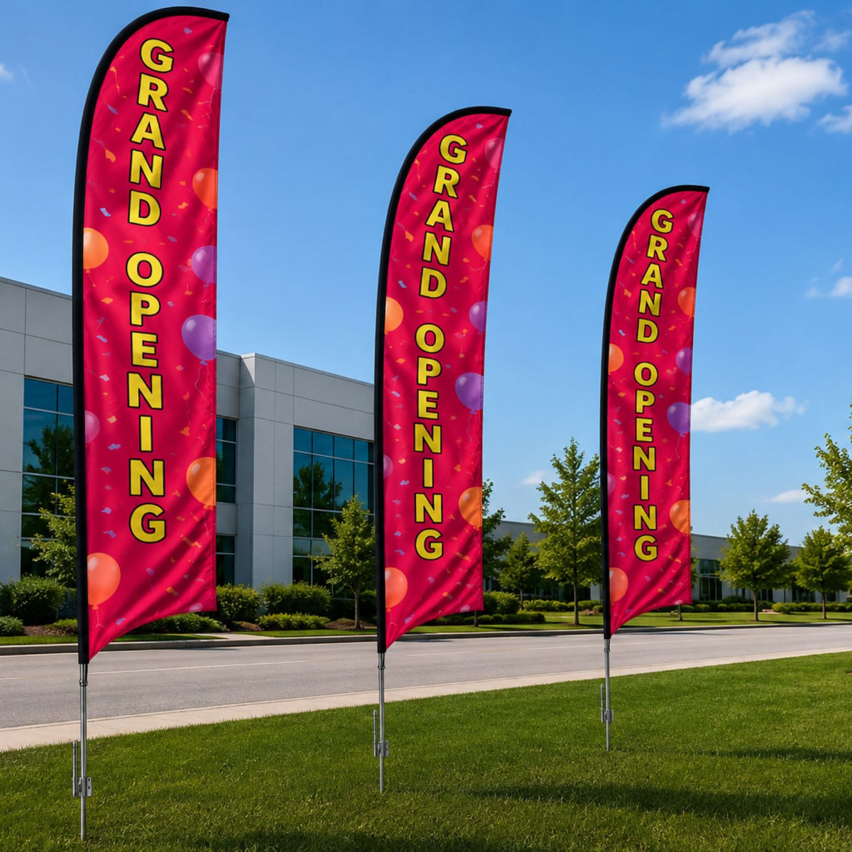 19' X-Large Feather Flag Kit, Full Color Graphics Double Sided, Outdoor Spike base and Bag Included