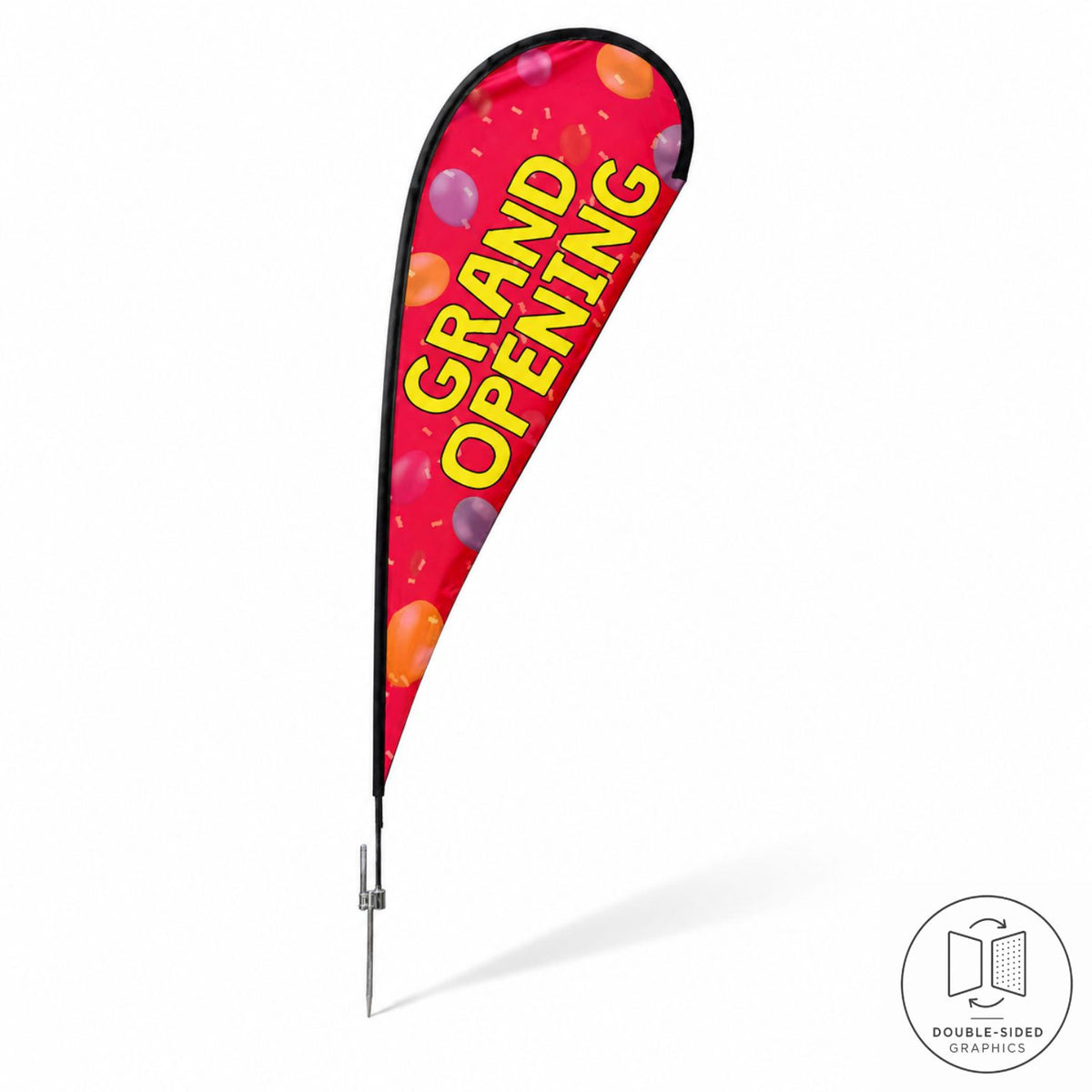 16' X-Large Tear Drop Flag Kit, Full Color Graphics Double Side, Outdoor Spike base and Bag Included