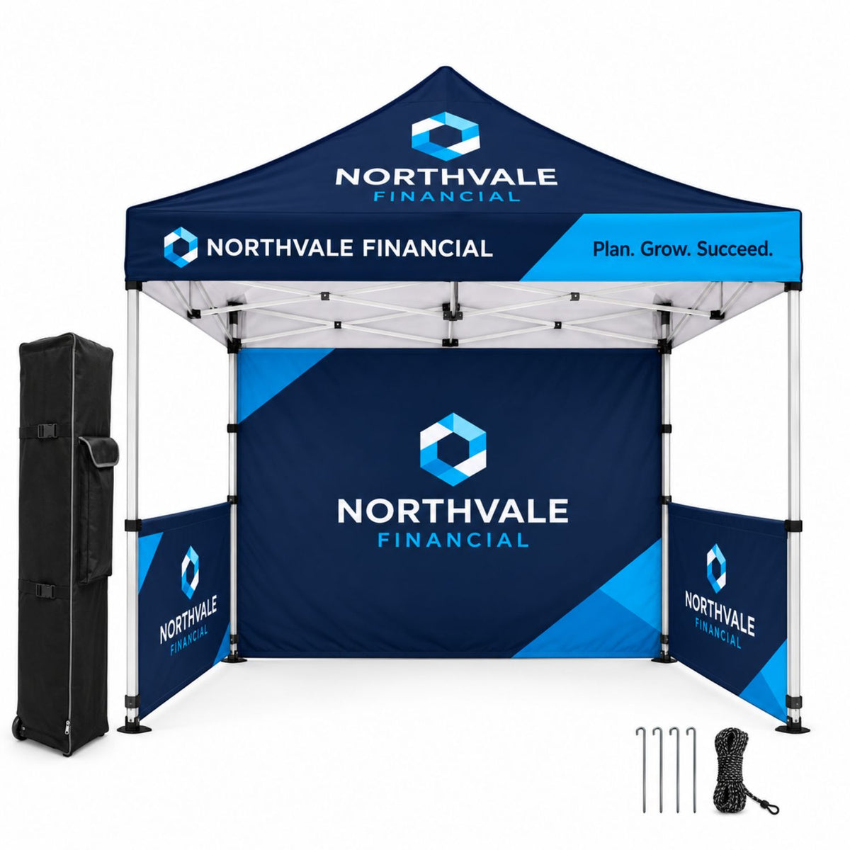 Full Tent Package, 10' Sublimated Tent kit, Single sided backwall and 2 Single sided half sidewalls
