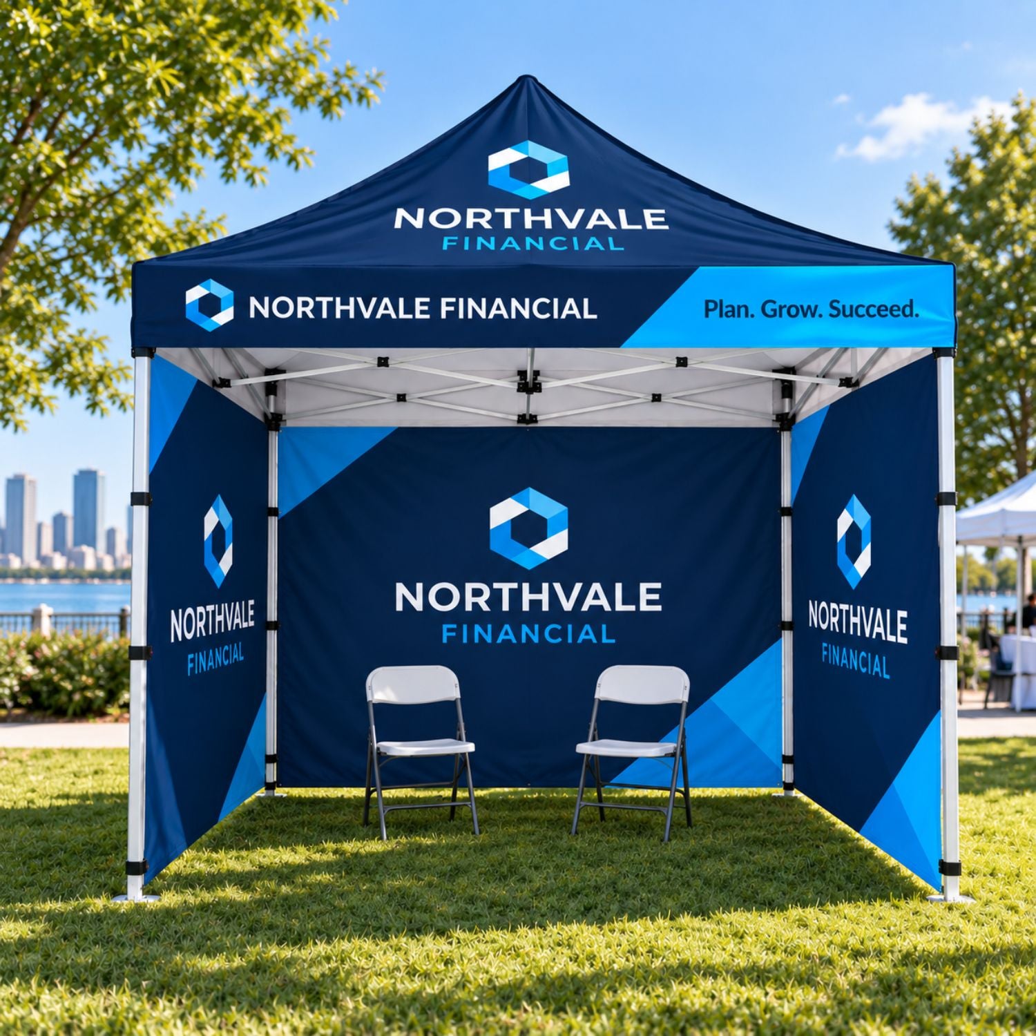 Full Privacy Tent Package, 10' Sublimated Tent kit, 3 DOUBLE sided Full walls for back and 2 sides