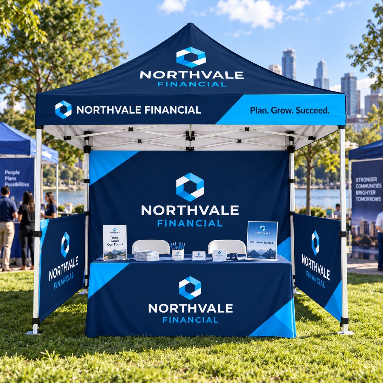 SU758-7 - Supreme Event Package, 10' Sublimated Tent, Backwall, 2 Half sidewalls, and 6' Box Fit Tablecloth