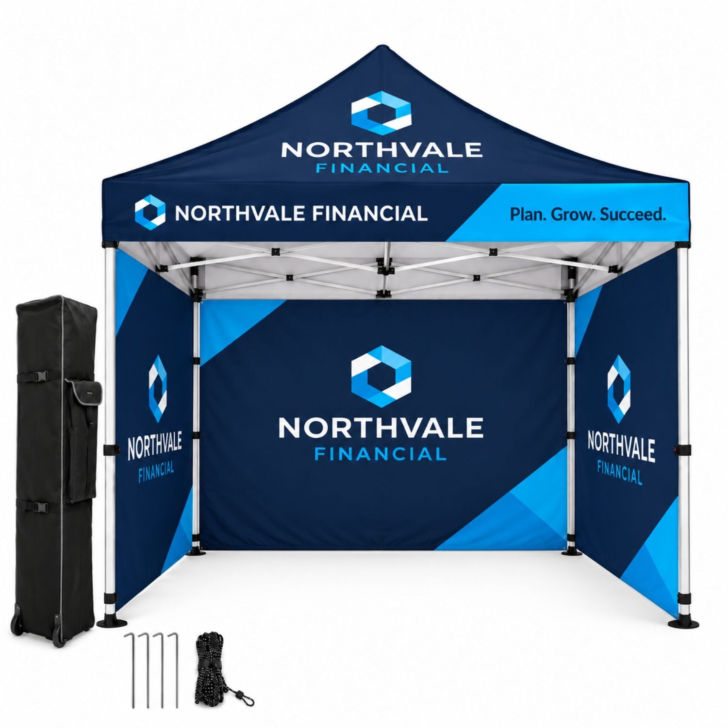 Full Privacy Tent Package, 10' Sublimated Tent kit, 3 single sided Full walls for back and 2 sides