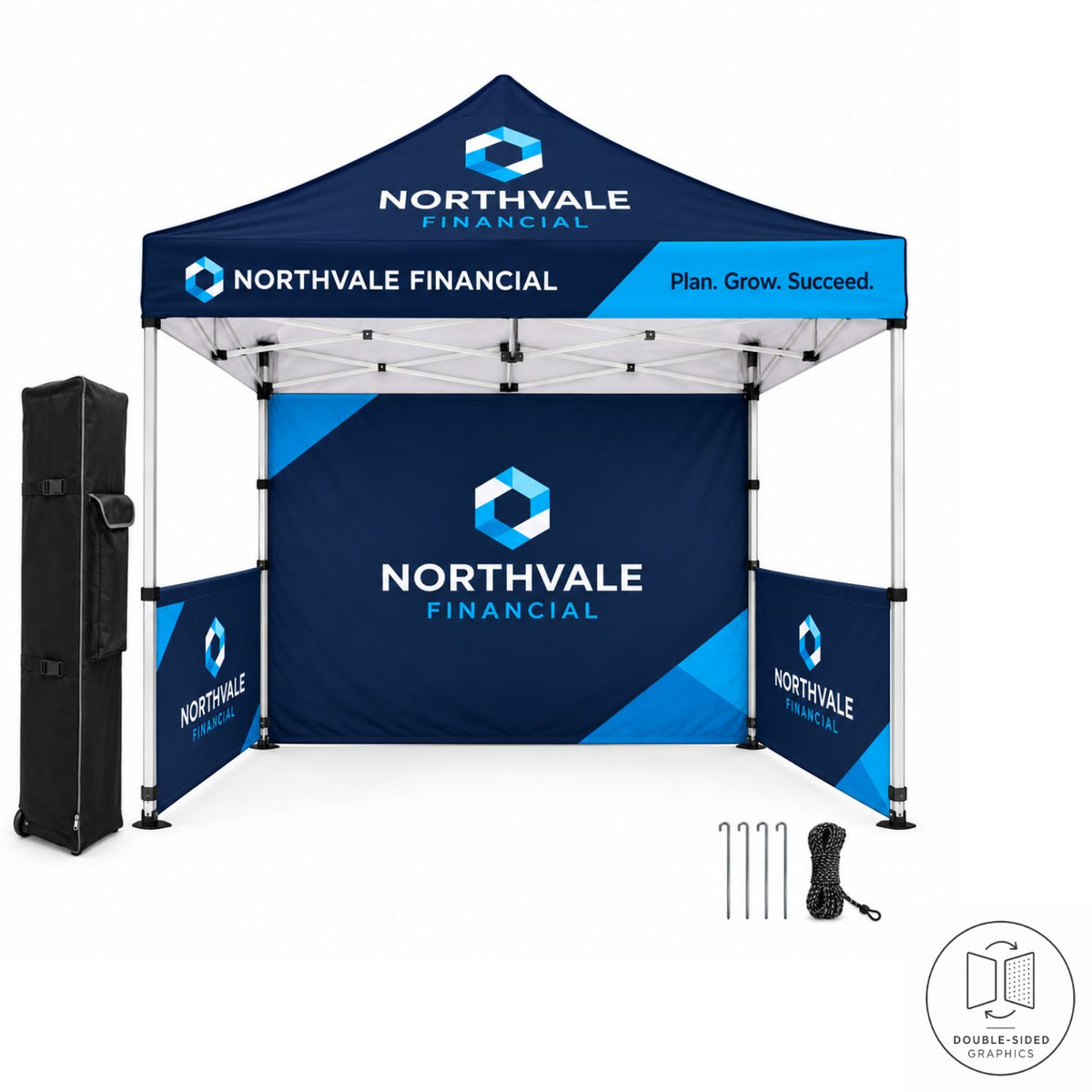 Full Tent Package , 10' Sublimated Tent kit, DOUBLE sided backwall and 2 DOUBLE sided half sidewalls