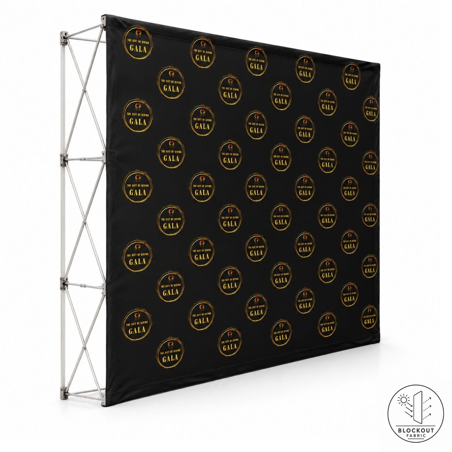 7.5' Straight Wall Full Height Tension Fabric Pop-up Display, Superior Block Out Fabric