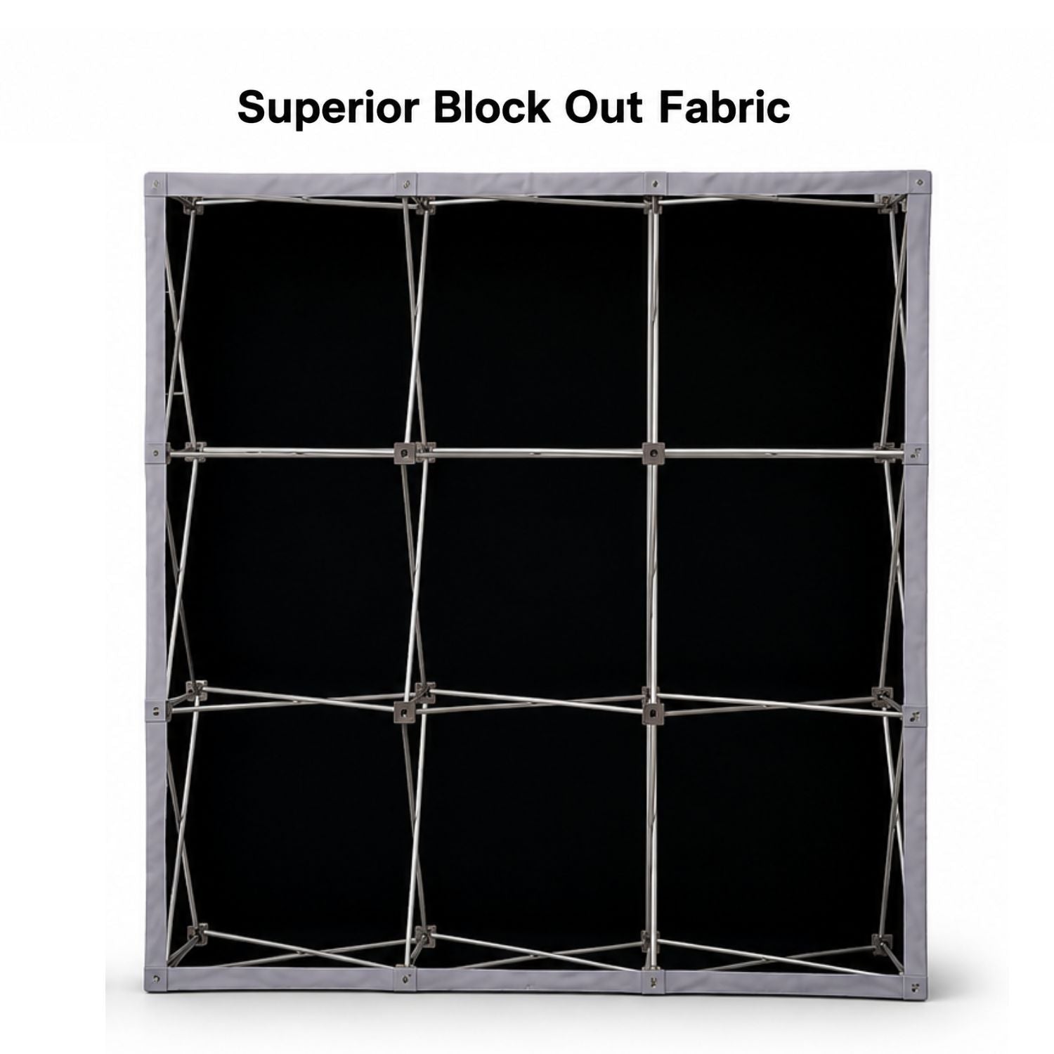7.5' Straight Wall Full Height Tension Fabric Pop-up Display, Superior Block Out Fabric