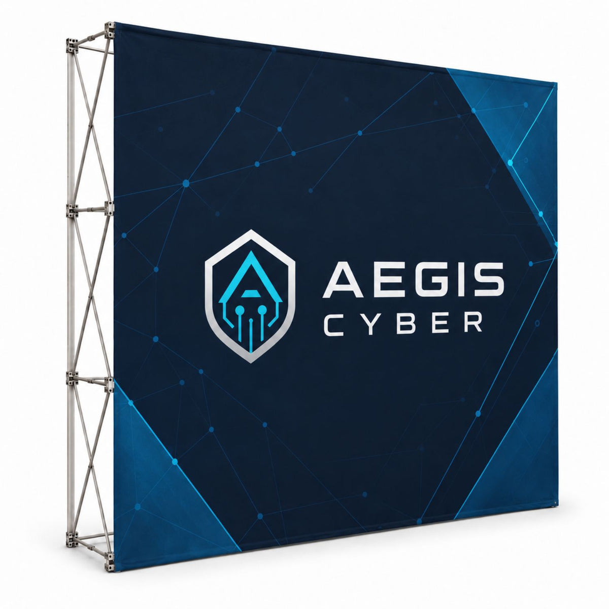 Paquete de stand para feria comercial Ultra, expositor de pared de tela recto de 7.5' y mantel premium de 6' con espalda abierta