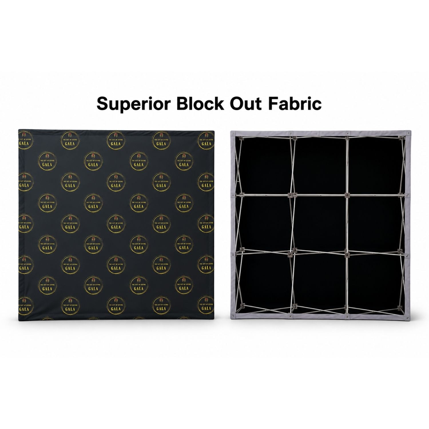 7.5' Straight Wall Full Height Tension Fabric Pop-up Display, Superior Block Out Fabric