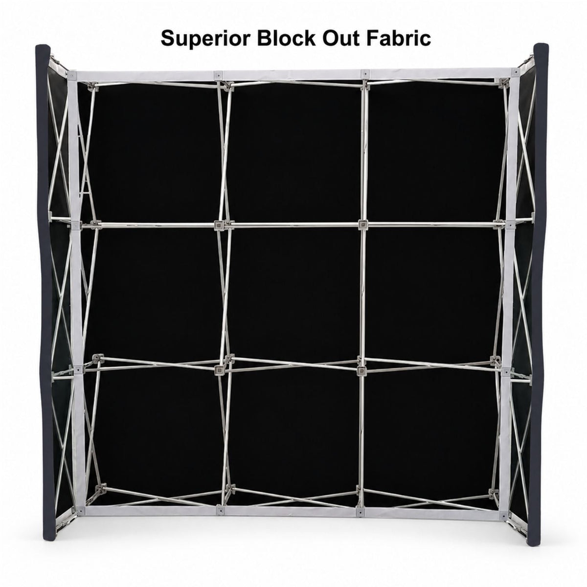 7.5' Straight Wall Tension Fabric Pop-up Display Kit with Wrap End Caps, Superior Block Out Fabric
