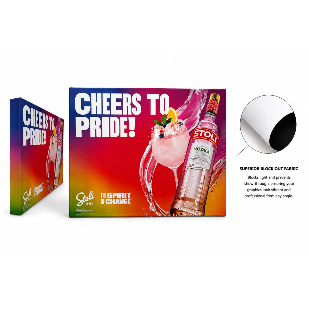 10' Straight Wall Tension Fabric Pop-up Display Kit with Wrap End Caps, Superior Block Out Fabric