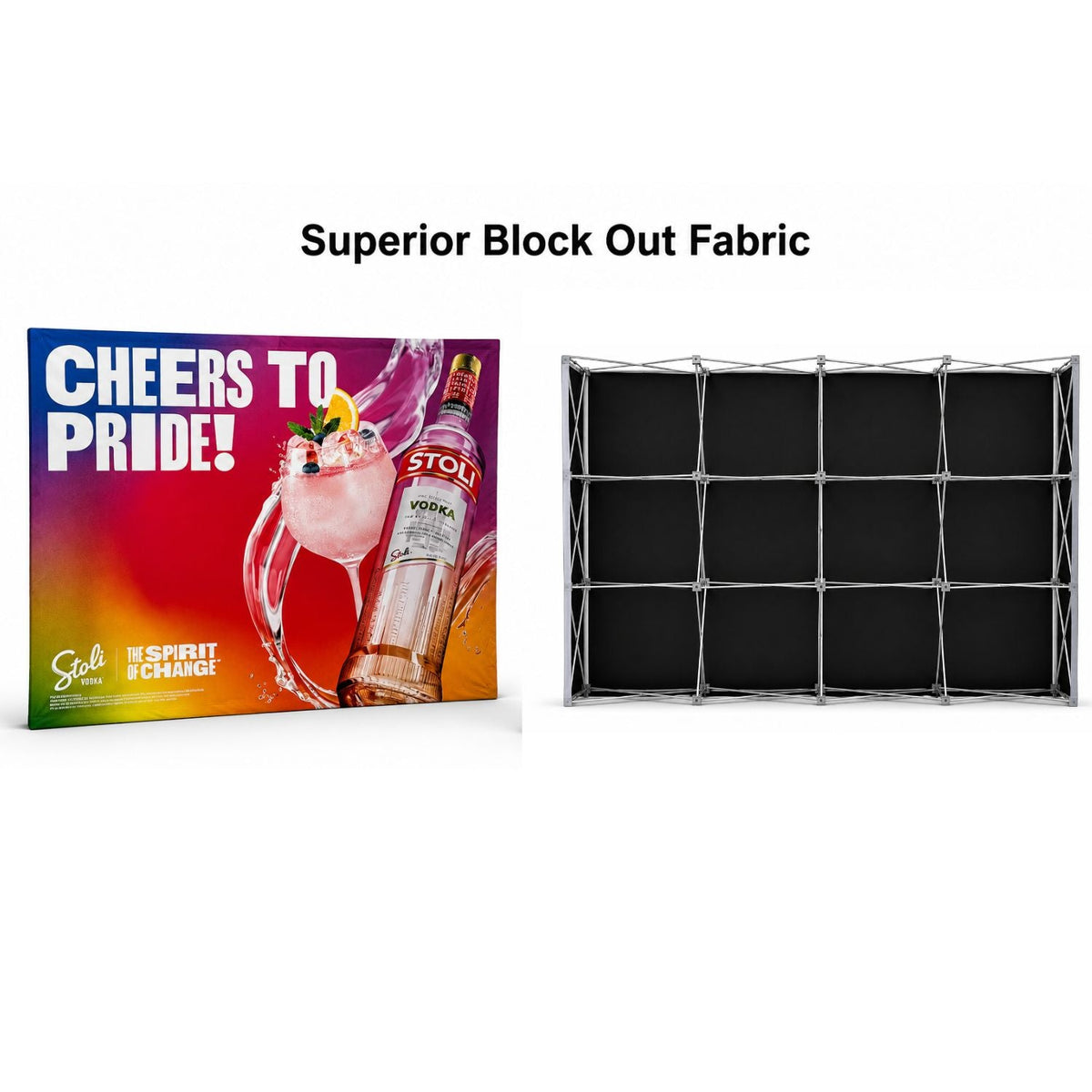 10' Straight Wall Full Height Tension Fabric Pop-up Display Kit, Superior Block Out Fabric