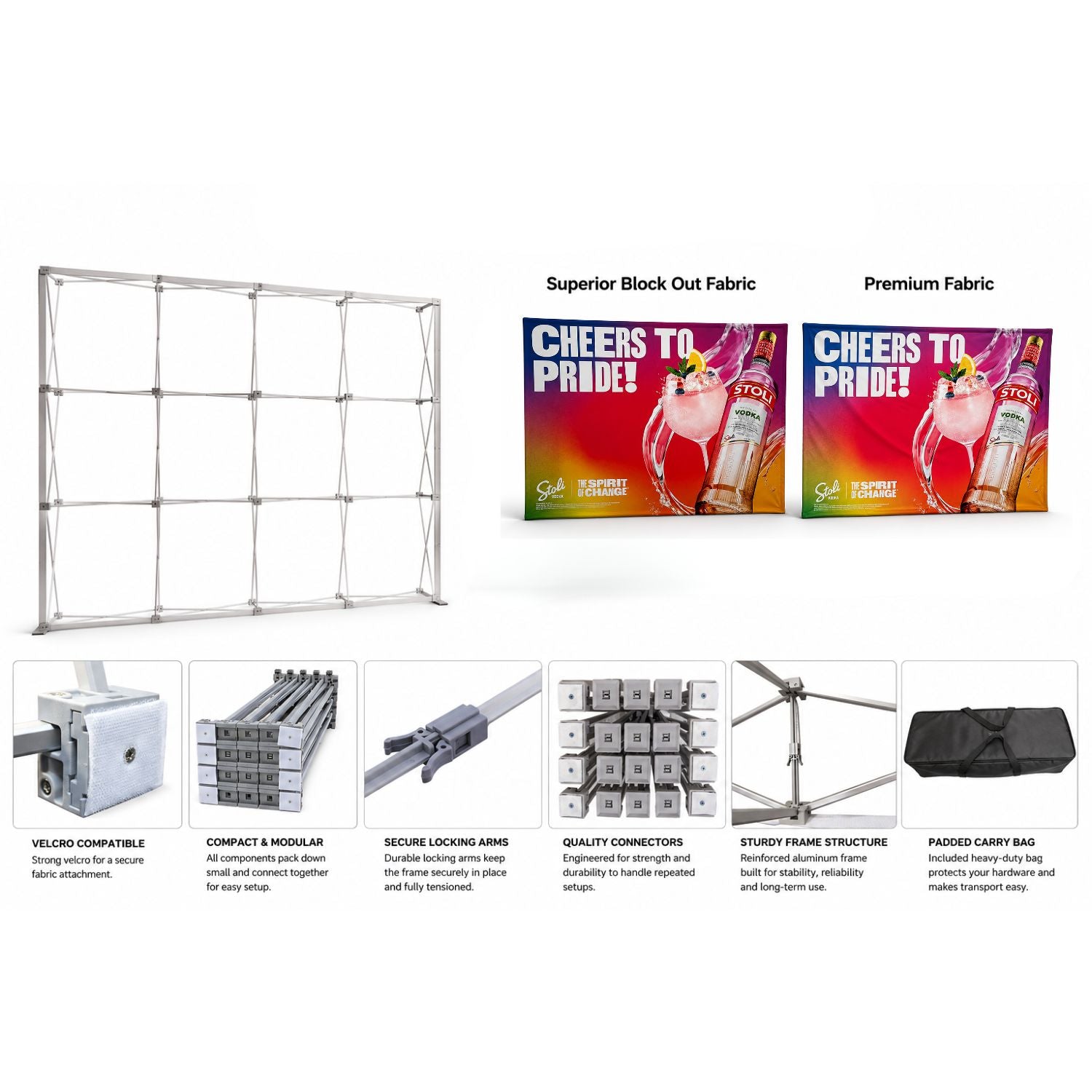 10' Straight Wall Full Height Tension Fabric Pop-up Display Kit, NO SETUP CHARGE
