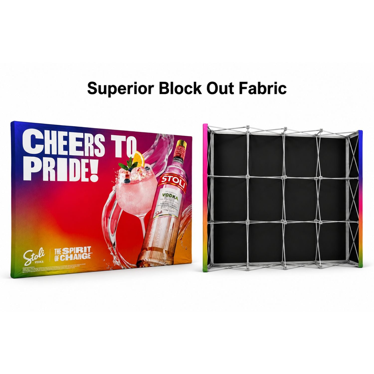10' Straight Wall Tension Fabric Pop-up Display Kit with Wrap End Caps, Superior Block Out Fabric