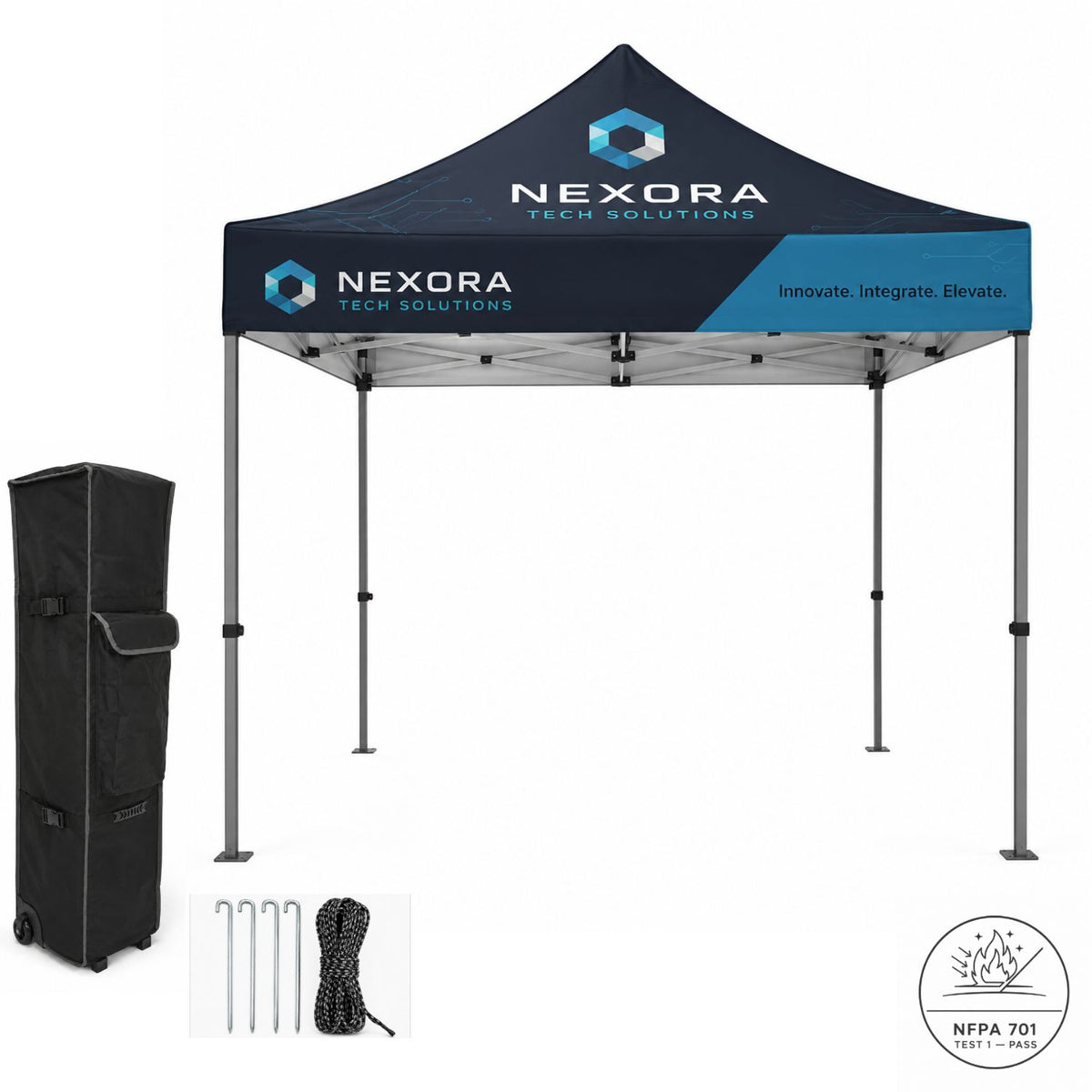 10' Steel Tent Kit, Includes Steel Frame, Sublimated Canopy, Case, Grass Stake Kit
