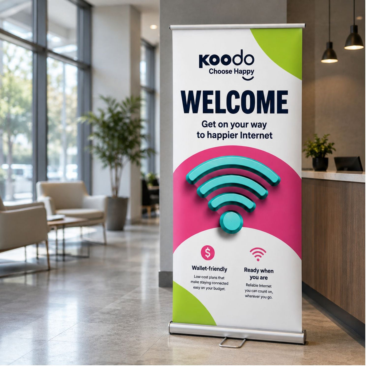 Premium Retractable Pull Up Banner w/ Double sided Graphics, 33.5x79, Standard base