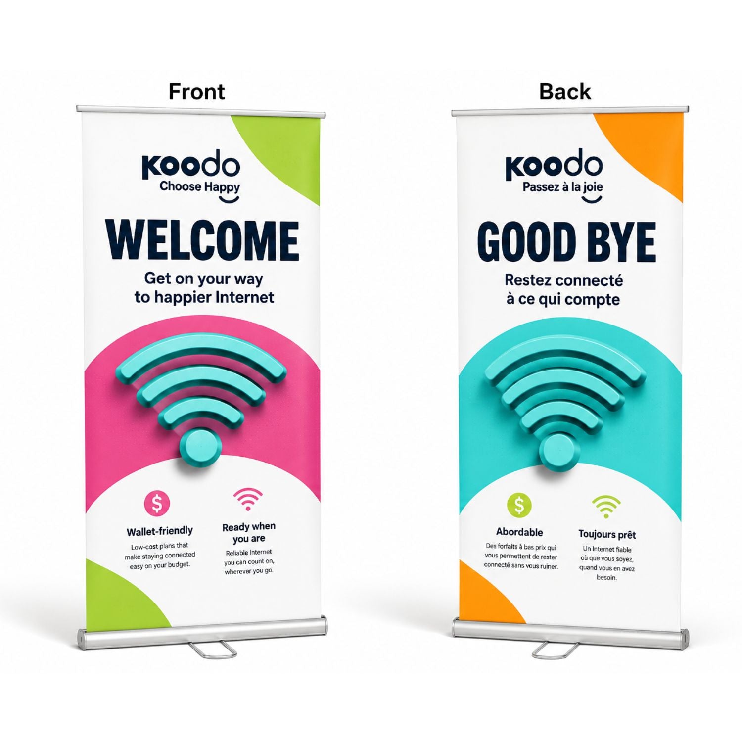 Premium Retractable Pull Up Banner w/ Double sided Graphics, 33.5x79, Standard base