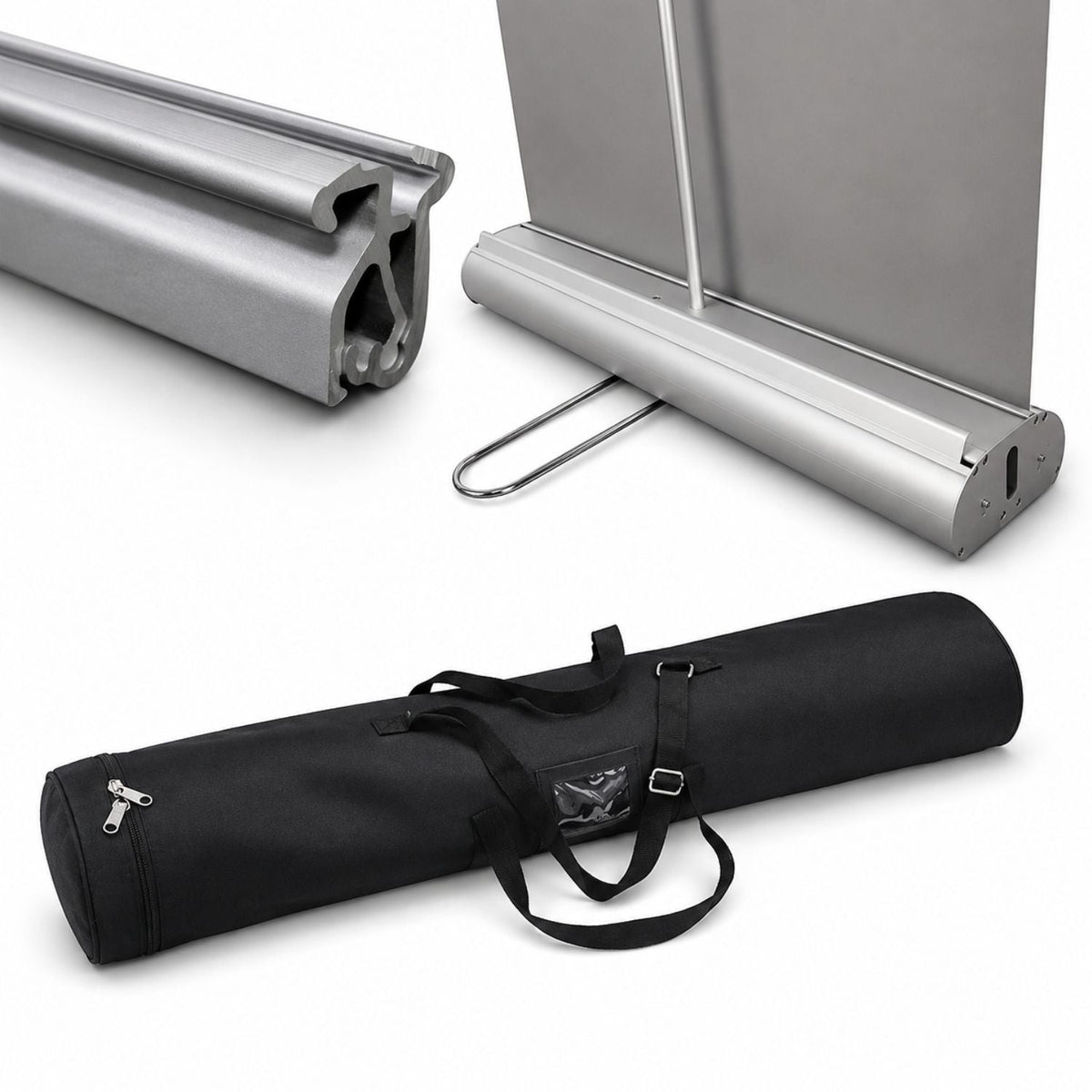 Premium Retractable Pull Up Banner w/ Double sided Graphics, 33.5x79, Standard base
