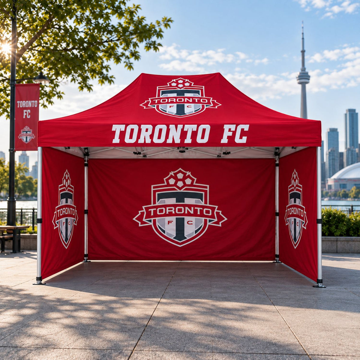 Full Privacy Tent Package, 15' Sublimated Tent kit, 3 single sided Full walls for back and 2 sides