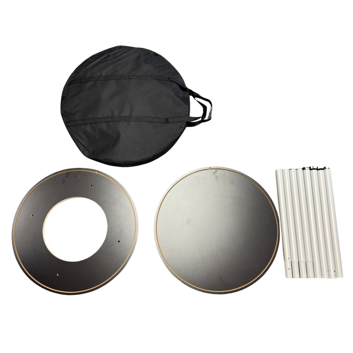 Paquete para conferencias, exhibidor de pared con tela tensada EuroFit de 8' y kit de mostrador SEG redondo