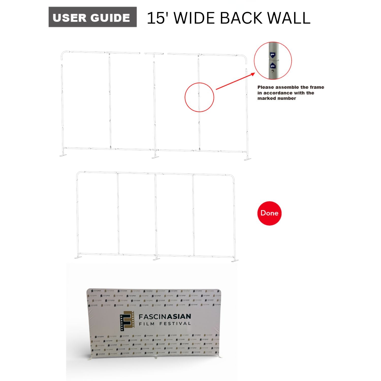 15'W x 8'H' EuroFit Straight Wall Hardware Only, Frame and Carry Case. Graphics are not included