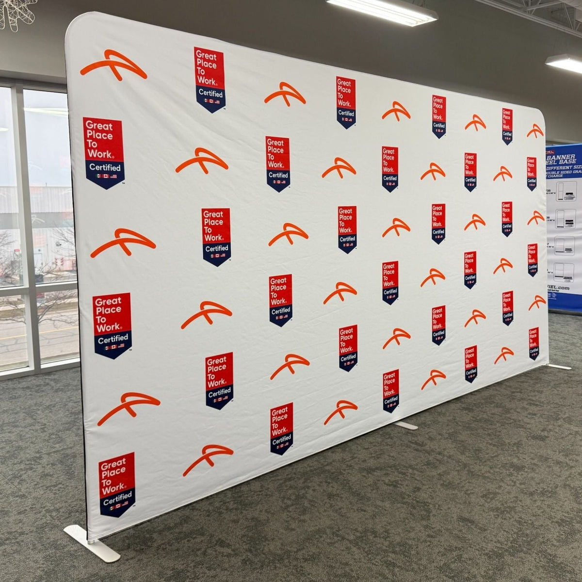 15'W x 8'H EuroFit Tension Fabric Straight Wall Kit, Double Sided Graphics, Superior Blockout Fabric