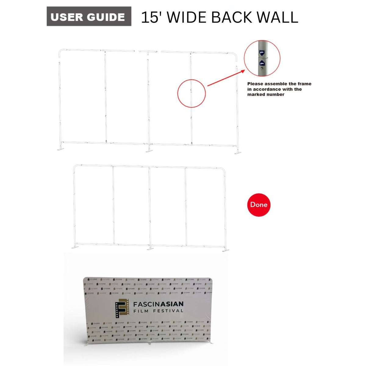 15'W x 8'H EuroFit Tension Fabric Straight Wall Display Kit, Double Sided Graphics, NO SETUP CHARGE